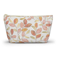 Cherry Plum Leaves Accessory Pouch w T-bottom in Coral